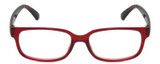 Front View of Elle EL15581R Designer Progressive Lens Prescription Rx Eyeglasses in Red Crystal Tortoise Havana Brown Spot Ladies Rectangular Full Rim Acetate 52 mm