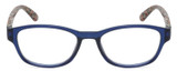 Front View of Isaac Mizrahi IM31276R Designer Reading Eye Glasses with Custom Cut Powered Lenses in Crystal Blue Floral White Pink Yellow Ladies Oval Full Rim Acetate 51 mm