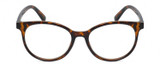 Front View of Isaac Mizrahi Women's Reading Glasses in Crystal Tortoise Havana Brown Gold 49mm