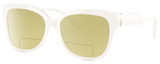 Profile View of Michael Kors MK4091 Designer Polarized Reading Sunglasses with Custom Cut Powered Sun Flower Yellow Lenses in Gloss White Ladies Cat Eye Full Rim Acetate 52 mm