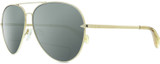 Profile View of Rag&Bone 1006 Designer Polarized Reading Sunglasses with Custom Cut Powered Smoke Grey Lenses in Gold Yellow Crystal Ladies Pilot Full Rim Metal 59 mm