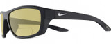 Profile View of NIKE Brazn-Boost-P-CT8177-060 Designer Polarized Reading Sunglasses with Custom Cut Powered Sun Flower Yellow Lenses in Matte Anthracite Grey White Mens Rectangular Full Rim Acetate 57 mm