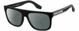 Profile View of Marc Jacobs 357/S Designer Polarized Reading Sunglasses with Custom Cut Powered Smoke Grey Lenses in Gloss Black White Unisex Square Full Rim Acetate 56 mm