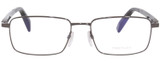 Front View of Chopard VCHF28 Designer Reading Eye Glasses with Custom Cut Powered Lenses in Shiny Gunmetal Grey Black Mens Rectangular Full Rim Metal 53 mm