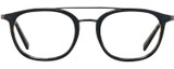 Front View of John Varvatos V378 Designer Reading Eye Glasses with Custom Cut Powered Lenses in Gloss Black Brown Tortoise Havana 2-Tone Gunmetal Unisex Panthos Full Rim Acetate 49 mm