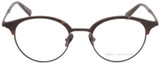 Front View of John Varvatos V407 Designer Reading Eye Glasses with Custom Cut Powered Lenses in Dark Brown Tortoise Havana Black Unisex Panthos Full Rim Metal 50 mm