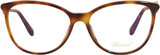 Front View of Chopard VCH283S-0752 Designer Reading Eye Glasses with Custom Cut Powered Lenses in Amber Tortoise Havana Brown/23KT Gold Plated/Gemstone Accent Ladies Cat Eye Full Rim Acetate 55 mm
