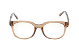 Front View of BCBG BAR104BL Designer Reading Eye Glasses with Custom Cut Powered Lenses in Nude Brown Crystal  Unisex Panthos Full Rim Acetate 52 mm