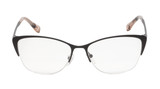 Front View of BCBG BAR302 Cat Eye Semi-Rimless Reading Glasses +1.00 in Black Beige Brown 54mm