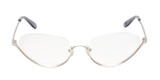 Front View of BCBG BAR303 Unisex Cateye Semi-Rimless Reading Glasses +1.00 in Silver Blue 55mm