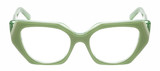Front View of Reptile Cryptodira Designer Progressive Lens Prescription Rx Eyeglasses in 3-Tone Green Crystal Ladies Butterfly Full Rim Acetate 55 mm