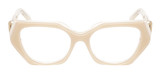 Front View of Reptile Cryptodira Designer Reading Eye Glasses with Custom Cut Powered Lenses in Beige Brown White Clear Crystal Layer Ladies Butterfly Full Rim Acetate 55 mm
