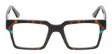 Front View of Reptile Leatherback Unisex Reading Glasses in Tortoise Havana Blue Crystal 52 mm