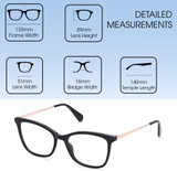 Dimensions and Measurements Illustration of Max&Co MO5051-001 Designer Progressive Lens Blue Light Blocking Eyeglasses in Gloss Black Rose Gold Ladies Cat Eye Full Rim Acetate 51 mm
