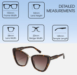 Dimensions and Measurements Illustration of QUAY Australia All Talk Designer Reading Glasses Brown Tortoise Cat Eye 58mm