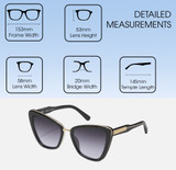 Dimensions and Measurements Illustration of QUAY Australia All Talk Women's Cat Eye Full Rim Designer Reading Glasses in Gloss Black 58mm Custom L&R Lens