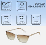 Dimensions and Measurements Illustration of QUAY Australia Bad Habit CatEye Multi-Focus Blue Light Glasses Crystal Clear 65mm
