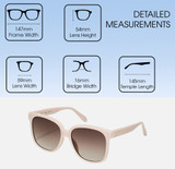 Dimensions and Measurements Illustration of QUAY Australia Wide Awake Women's Panthos Full Rim Designer Prescription Eyeglasses in Shiny Gold 59mm Rx-SV