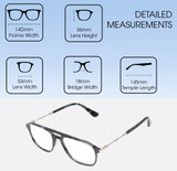Dimensions and Measurements Illustration of Police VPLD13 Designer Progressive Lens Prescription Rx Eyeglasses in Shiny Blue Marble Mens Pilot Full Rim Acetate 53 mm