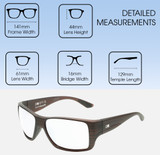 Dimensions and Measurements Illustration of OTIS Coastin Designer Single Vision Prescription Rx Eyeglasses in Matte Woodland Unisex Rectangular Full Rim Acetate 61 mm