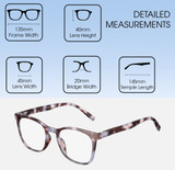 Dimensions and Measurements Illustration of Elton John Single 2 Designer Progressive Lens Blue Light Blocking Eyeglasses in Tortoise Havana Brown Unisex Square Full Rim Acetate 45 mm