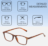 Dimensions and Measurements Illustration of Perry Ellis PEBX57 Designer Single Vision Prescription Rx Eyeglasses in Gloss Tortoise Havana Marble Unisex Panthos Full Rim Acetate 50 mm