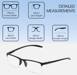 Dimensions and Measurements Illustration of Perry Ellis PEBX58 Unisex Rectangular Semi-Rimless Designer Reading Glasses in Gloss Black Marble 50mm