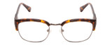 Front View of Ernest Hemingway H4650 Designer Reading Eye Glasses with Custom Cut Powered Lenses in Tortoise Yellow Brown Gold Gun Metal Ladies Cateye Semi-Rimless Metal 49 mm