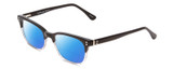 Profile View of Ernest Hemingway H4819 Designer Polarized Reading Sunglasses with Custom Cut Powered Blue Mirror Lenses in Black Clear Grey Gradient Ladies Cateye Full Rim Acetate 52 mm
