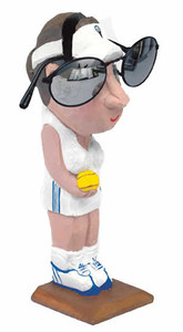 Tennis Lady Peeper Eyeglass/Sunglass Holder Stand Hand Carved&Paint Wood Sculpt