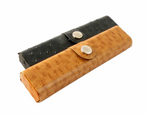 Faux Ostrich Slim Hard Eyeglass Case, Snap Closure Faux Ostrich Slim Hard Eyeglass Case, Snap Closure