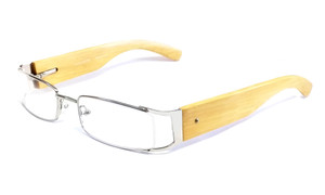 Calabria Designer Reading Glasses Bamboo 65 Silver & Blonde