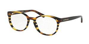 Coach Designer Eyeglasses HC6102F-5440 in Black Amber Stripe 53mm :: Progressive