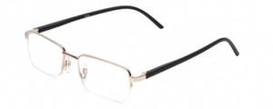 Profile View of Calabria 784 Mens Rectangle Semi-Rimless Designer Reading Glasses in Silver 50mm