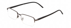 Profile View of Calabria 784 Men Rectangular Semi-Rimless Reading Glasses in Matte Gunmetal 50mm