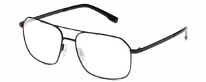 Profile View of BOLLE NAVIS Designer Reading Eye Glasses in Matte Gunmetal Black Mens Panthos Full Rim Metal 58 mm
