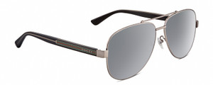 Profile View of Gucci GG0528S Unisex Pilot Sunglasses Ruthenium Silver Black Crystal/Grey 63mm