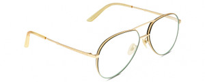 Profile View of Gucci GG0356S Designer Blue Light Blocking Eyeglasses in Gold Unisex Pilot Full Rim Metal 59 mm