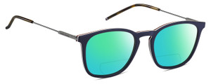 Profile View of Tommy Hilfiger TH1764S Designer Polarized Reading Sunglasses with Custom Cut Powered Green Mirror Lenses in Navy Blue White Red Silver Tortoise Havana Unisex Panthos Full Rim Metal 51 mm