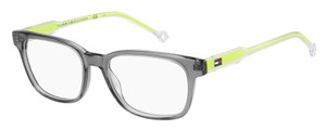 Profile View of Tommy Hilfiger TH1427 Unisex Oval Reading Glasses Grey Crystal Neon Yellow 50 mm
