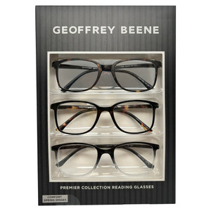 Profile View of Geoffrey Beene 3 PACK Mens Reading Glasses in Black,Crystal,Matte Tortoise +2.50