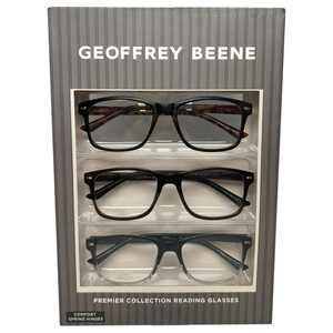 Profile View of Geoffrey Beene 3 PACK Gift Men's Reading Glasses Black,Tortoise,Dark Brown +2.50