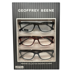 Profile View of Geoffrey Beene 3 PACK Men's Reading Glasses MT Black,Grey Crystal,Tortoise +2.50