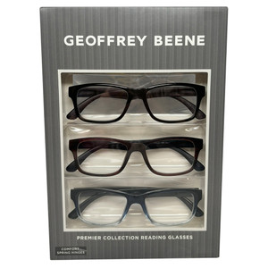 Profile View of Geoffrey Beene 3 PACK Men's Reading Glasses in Black,Blue Crystal,Tortoise +1.50