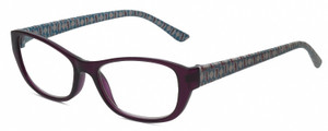 Profile View of Elle EL15577R Designer Blue Light Blocking Eyeglasses in Crystal Plum Purple Blue White Diamond Logos Ladies Cat Eye Full Rim Acetate 52 mm