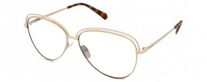 Profile View of Polaroid 4103/S Designer Progressive Lens Blue Light Blocking Eyeglasses in Shiny Gold Tortoise Havana Brown Ladies Panthos Full Rim Metal 58 mm