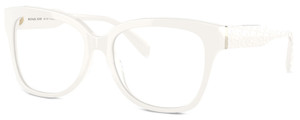 Profile View of Michael Kors MK4091 Designer Progressive Lens Blue Light Blocking Eyeglasses in Gloss White Ladies Cat Eye Full Rim Acetate 52 mm
