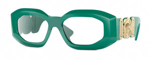 Profile View of Versace VE4425U Designer Reading Eye Glasses with Custom Cut Powered Lenses in Emerald Green Gold Unisex Oval Full Rim Acetate 54 mm