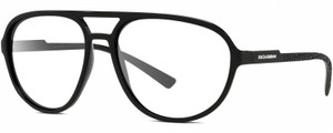 Profile View of Dolce&Gabbana DG6150 Designer Progressive Lens Prescription Rx Eyeglasses in Matte Black Mens Pilot Full Rim Acetate 60 mm