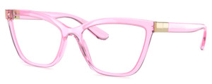 Profile View of Dolce&Gabbana DG5076 Cat Eye Designer Reading Glasses in Pink Crystal Gold 55 mm